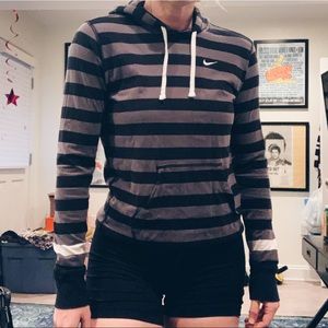 Nike black , grey , white striped hoodie